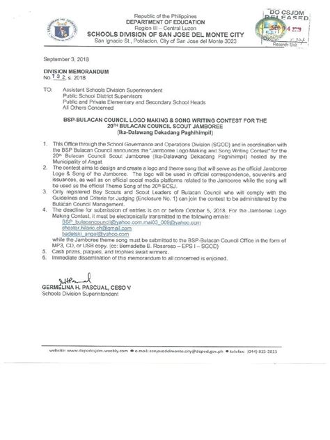 deped san jose city|Division Memoranda .